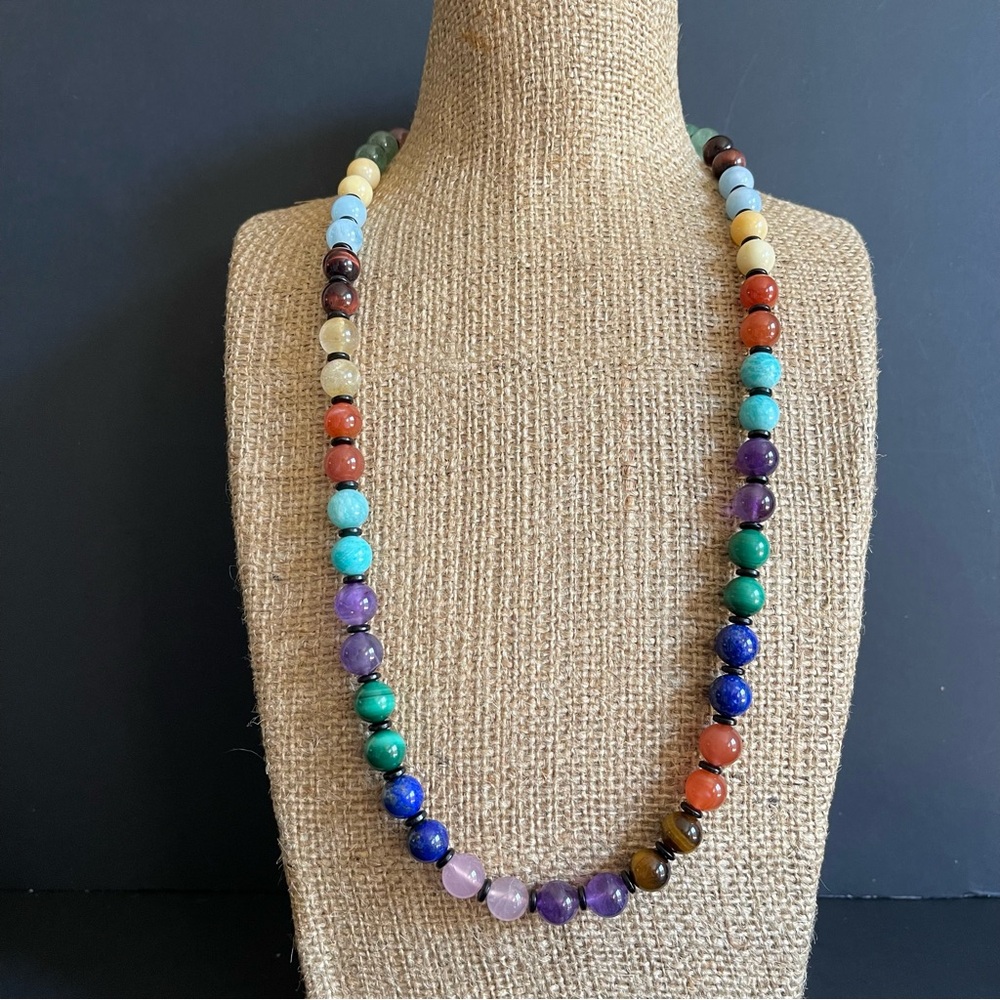 New genuine Mulitcolor gemstone beaded necklace.
